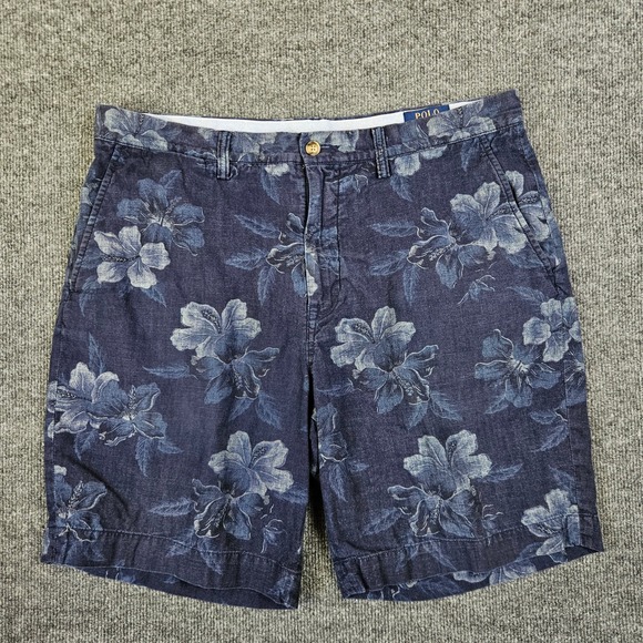 Polo Ralph Lauren Other - Polo Ralph Lauren Floral Shorts Mens 35 Classic Fit Hibiscus Blue Coastal Preppy
